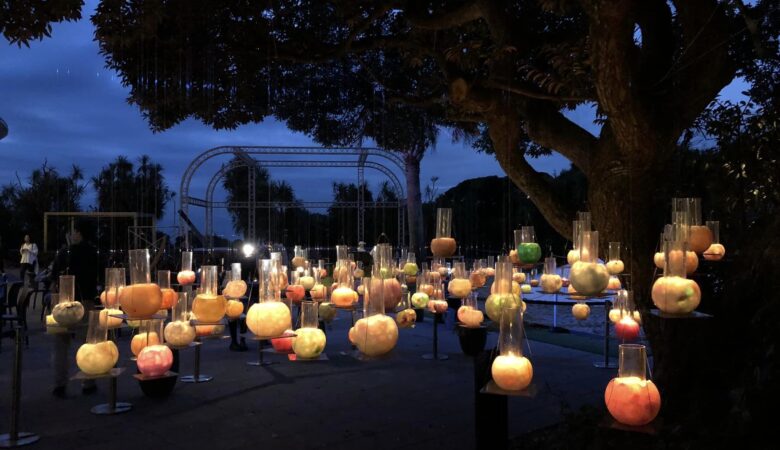 Svævende lys i Samuel Cocking Garden på øen Enoshima.